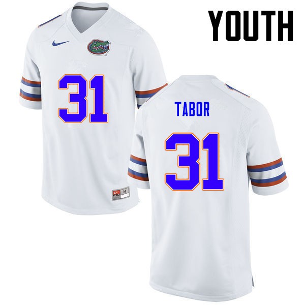 Florida Gators Youth #31 Teez Tabor College Football White